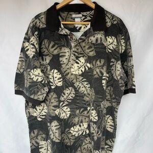 breakwater short sleeve collared (monstera pattern) shirt | men's large